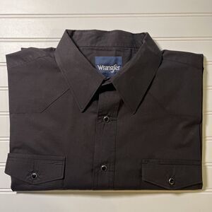 Wrangler Men's Western Style Shirt Long Sleeved Snap Closure Dark Brown Tall 2XT